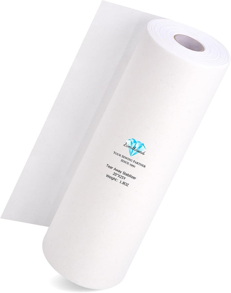 simthread Tear Away Embroidery Stabilizer - Viscose 100% 1.8 Ounces Medium Weight 20" x 25 Yards/Roll - Image 1